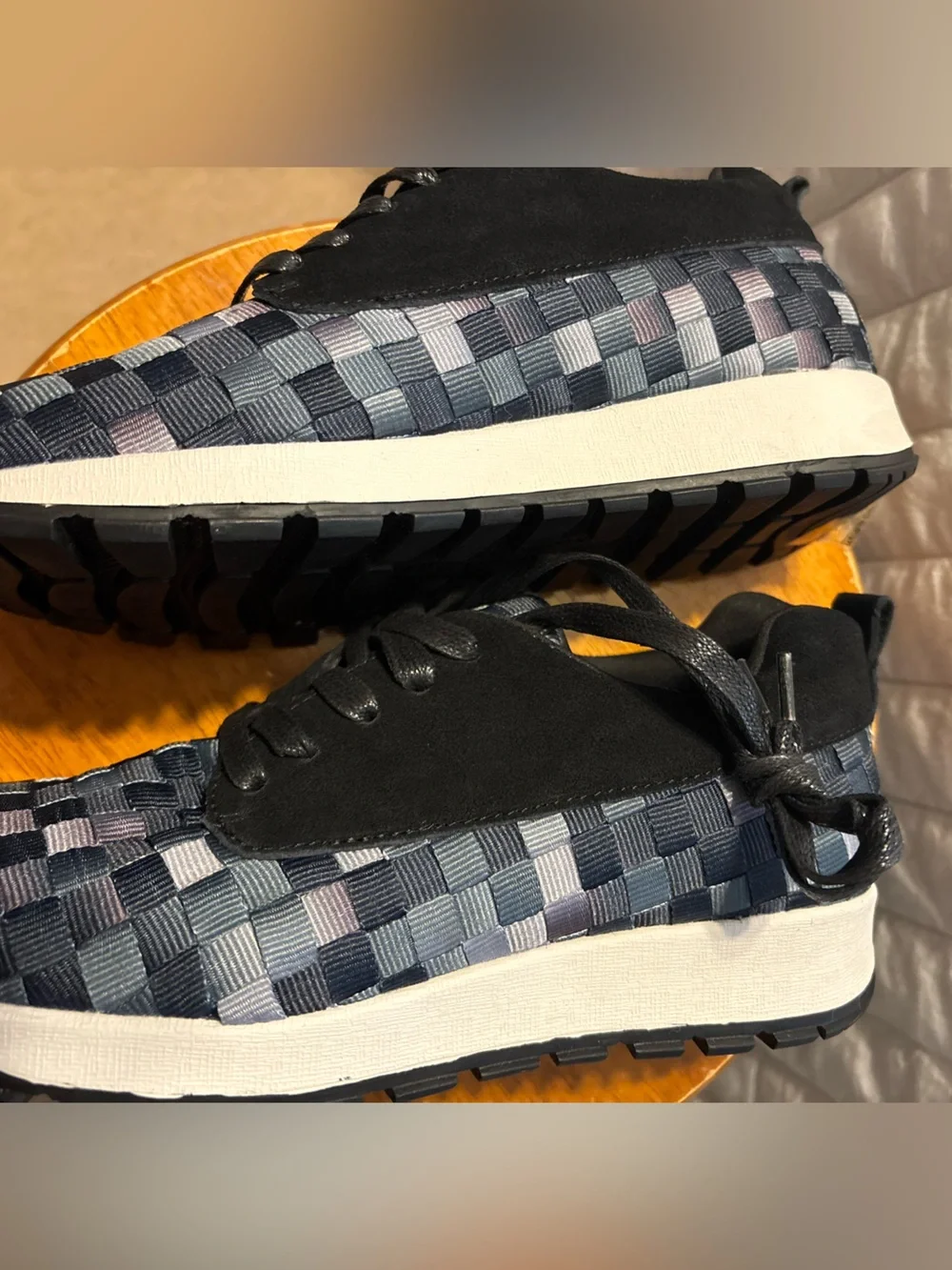 Bernie Mev Lace Up‎ Blue Woven Sneakers Womens US 8 EU 39